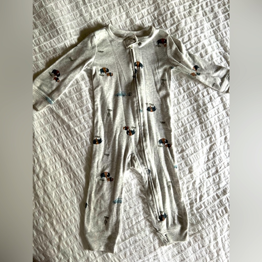 Carters 12 month buffalo print zipper sleep and play